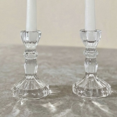 CANDELABRO DE VIDRIO + VELA SET x2 - Imagen 2
