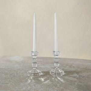 CANDELABRO DE VIDRIO + VELA SET x2